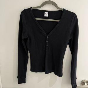 Black TNA waffle long sleeve shirt